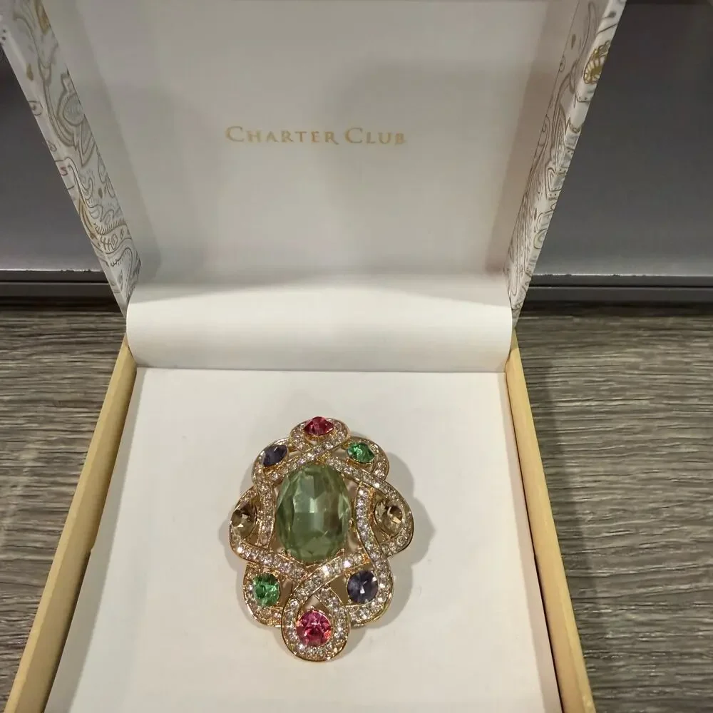 Charter Club Gold Tone Pave Pin Brooch NWT